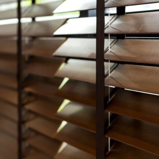 Wood blinds Houston Texas living room